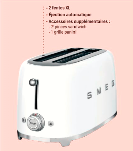 Grille-pain Smeg TSF03 950 W 4 fentes Toaster Crème