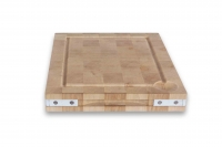 Billot a poser en bois de bout de charme equerres inox 35 x 45 cm