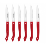 Coffret de 6 couteaux a steak Capucin manche rouge