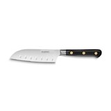 Couteau Mini- Santoku 13 cm lame alveolee manche noir rivets laiton