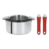 Serie de 4 casseroles Mutine amovibles 14 a 20 cm + 2 poignees framboise