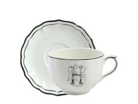Tasse & soucoupe jumbo H FILET BLEU MONOGRAMME