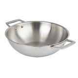 Wok castel pro inox 2 anses 28 cm sans couvercle