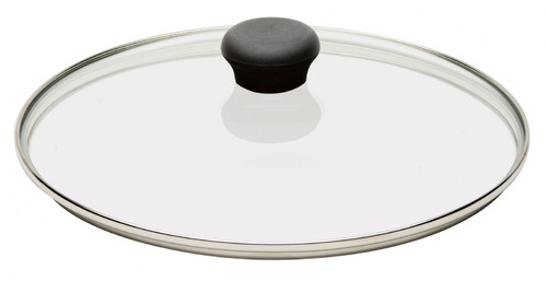 Couvercle en verre 28 cm avec bouton bakélite noire cookway fixe