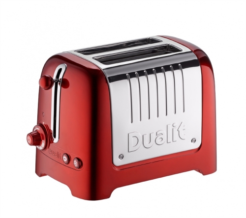 Grille Pain 1 200W 2 larges fentes - Rouge brillant et Inox- Lite