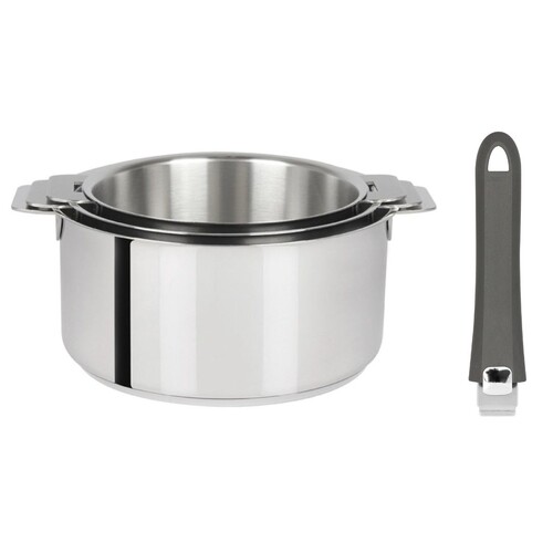 serie 3 casseroles amovibles 16 a 20 cm + 1 poignee mutine 02 grise