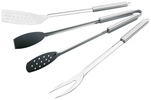 Set à barbecue comprenant fourchette, spatule et pince en coffret