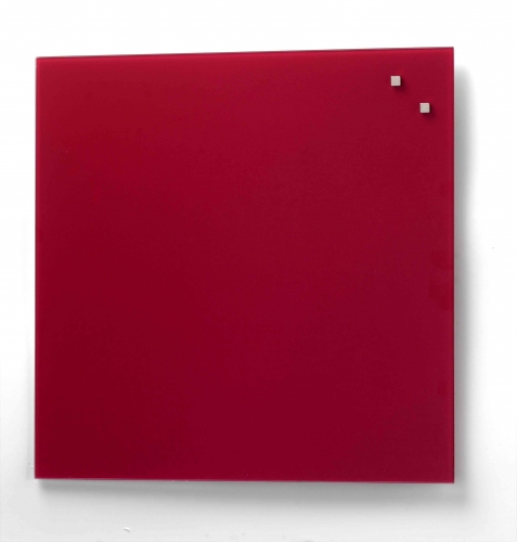 Tableau magnétique en verre 45 X 45 cm rouge (livré avec 1 stylo et 2 aimants)