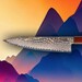 Couteau Damas De Couleur - Ryoma Rainbow - Honesuki 14 cm