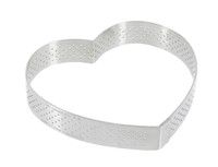 Cercle a tarte "coeur" perfore en inox H. 2 cm - O 12 cm