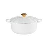 Cocotte ronde 20 cm blanc bouton dore