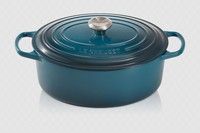 Cocotte Signature en fonte emaillee ovale 29 cm bleu Deep Teal