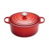 Cocotte Signature en fonte emaillee Ronde 30 cm Cerise