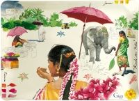 Plateau petit modele 37 X 28 cm acrylique Route des Indes de Gien