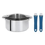 Serie de 4 casseroles Mutine amovibles 14 a 20 cm + 2 poignees bleues