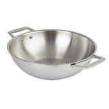 Wok castel pro inox 2 anses 34 cm sans couvercle
