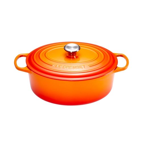 Cocotte Signature en fonte émaillée ovale 31 cm orange Volcanique