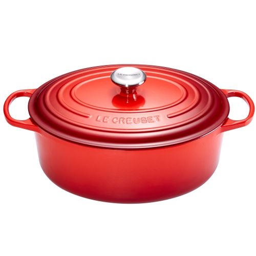 Cocotte Signature en fonte émaillée ovale 40 cm rouge Cerise