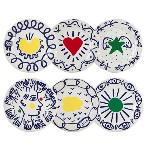 Coffret de 6 assiettes à dessert plates assorties L\'Archipel Sentimental par Jea