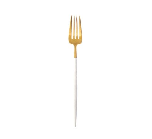 Fourchette de table Goa blanc acier brossé Gold