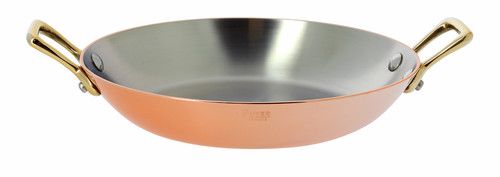 Plat rond cuivre-inox 2 anses laiton ø 12cm