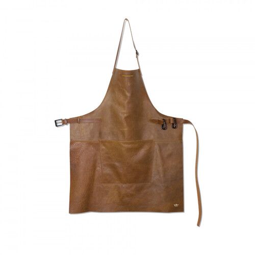 Tablier bbq en cuir - vintage cognac