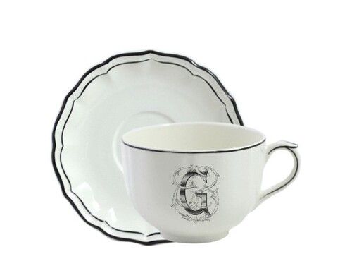 Tasse & soucoupe jumbo G FILET BLEU MONOGRAMME