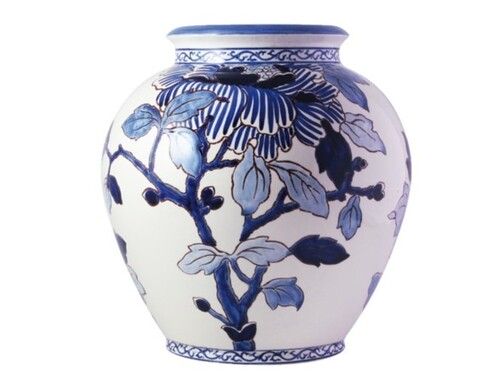 Vase Cremone Grand Pivoines Bleues