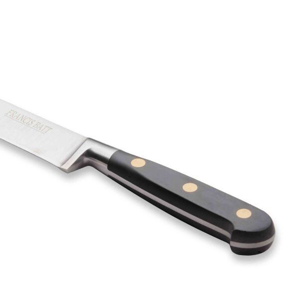Couteau à fileter 'filet de sole' Forgé Pro 15 cm manche noir rivets laiton  - 712240 - FRANCIS BATT