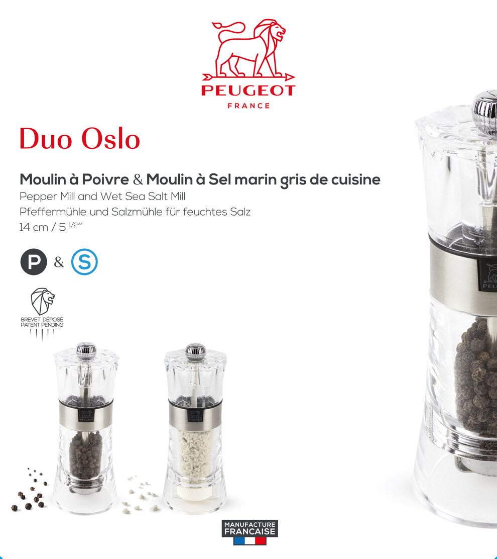 Ensemble Moulin à poivre et à sel Oslo Duo inox 14 cm - 2/34559 - Peugeot