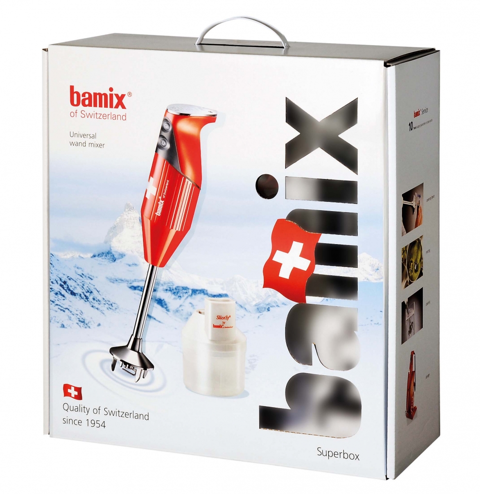 Coffret Bamix Super Box avec mixeur plongeant SwissLine M200 Blanc et 4  embouts - MX1050001 - BAMIX